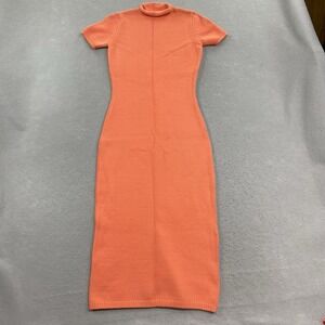 Ralph Lauren Purple Label Sweater Day Dress XS Orange Roll Neck Short Sleeve
